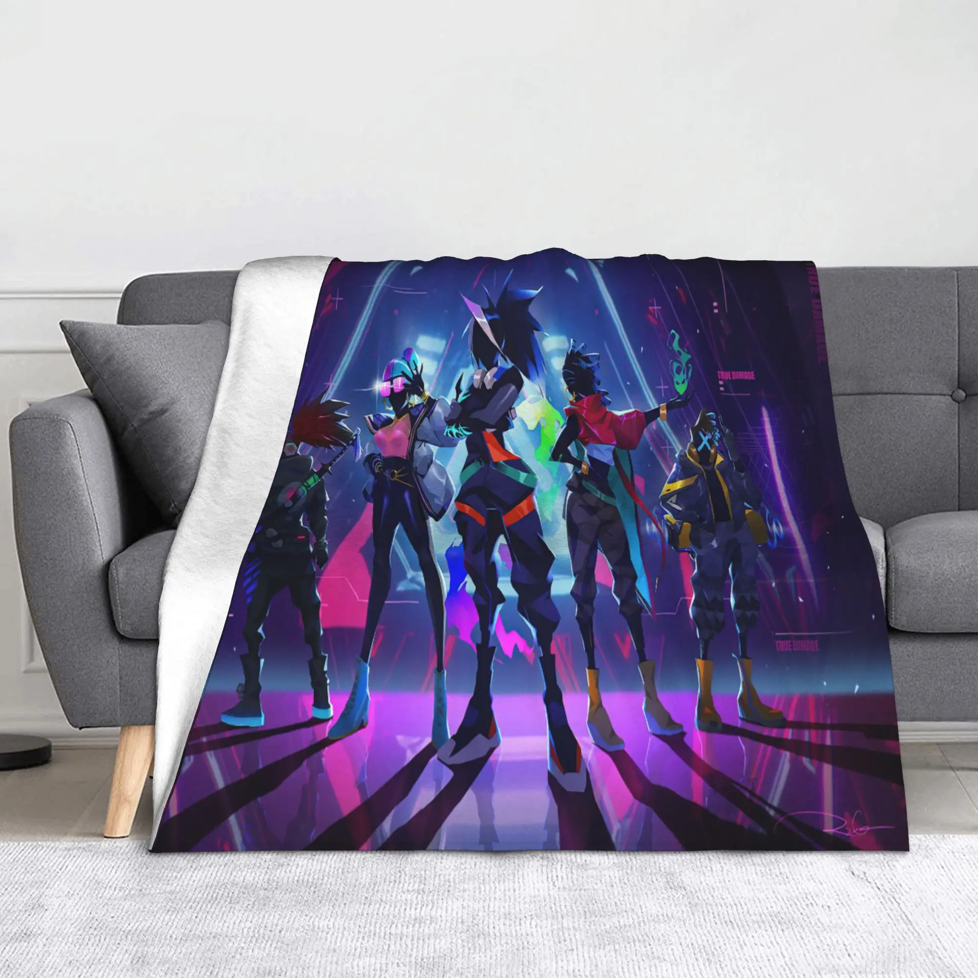 Valorant Game Knitted Blanket Anime Plush Throw Blankets Summer Air Conditioning Printed Soft Warm Bedspreads