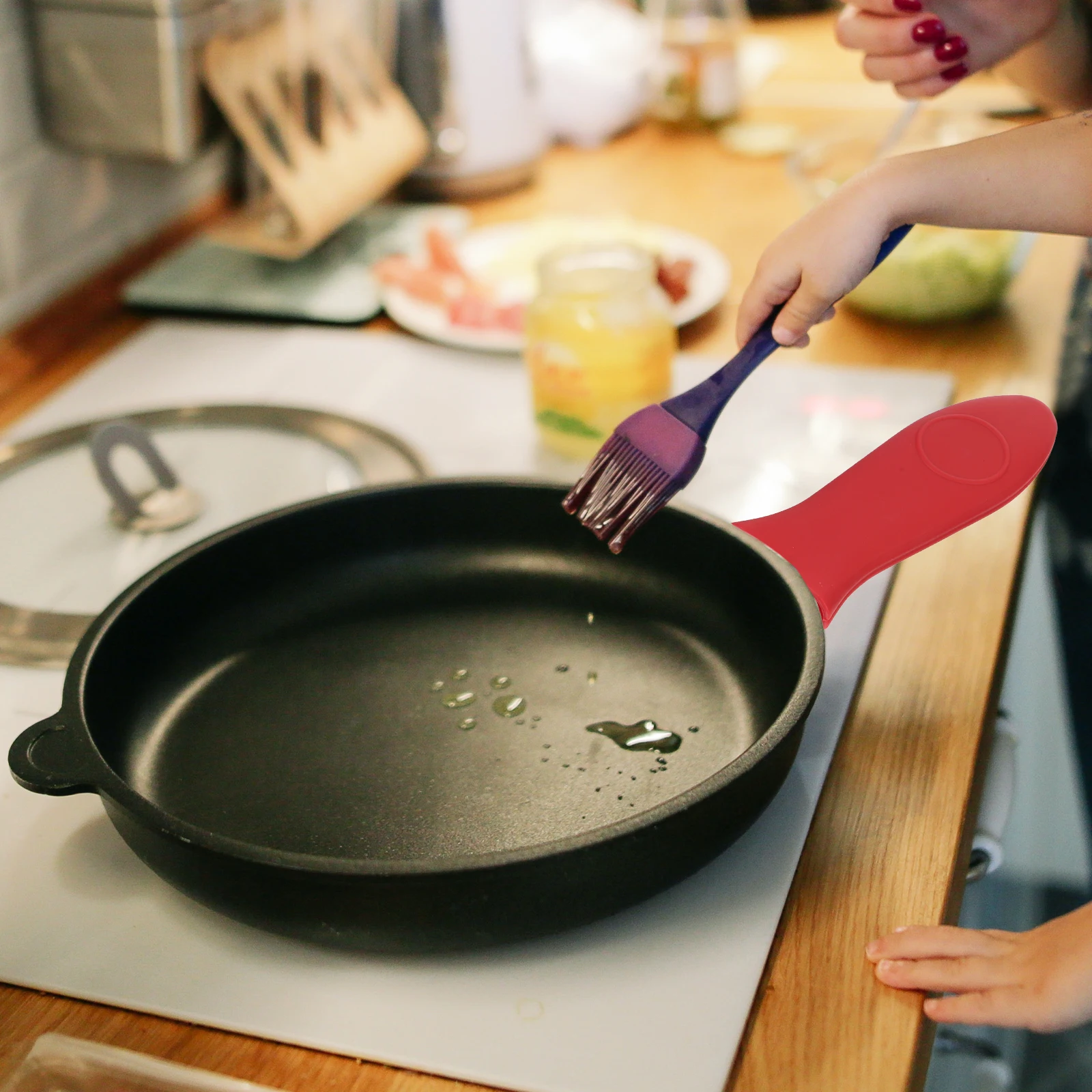 

2pcs Silicone Hot Holders Heat-Resistant Pot Holder Sleeves Non-Slip Pan Handle Covers Insulated Handle Sleeve For Cast Iron