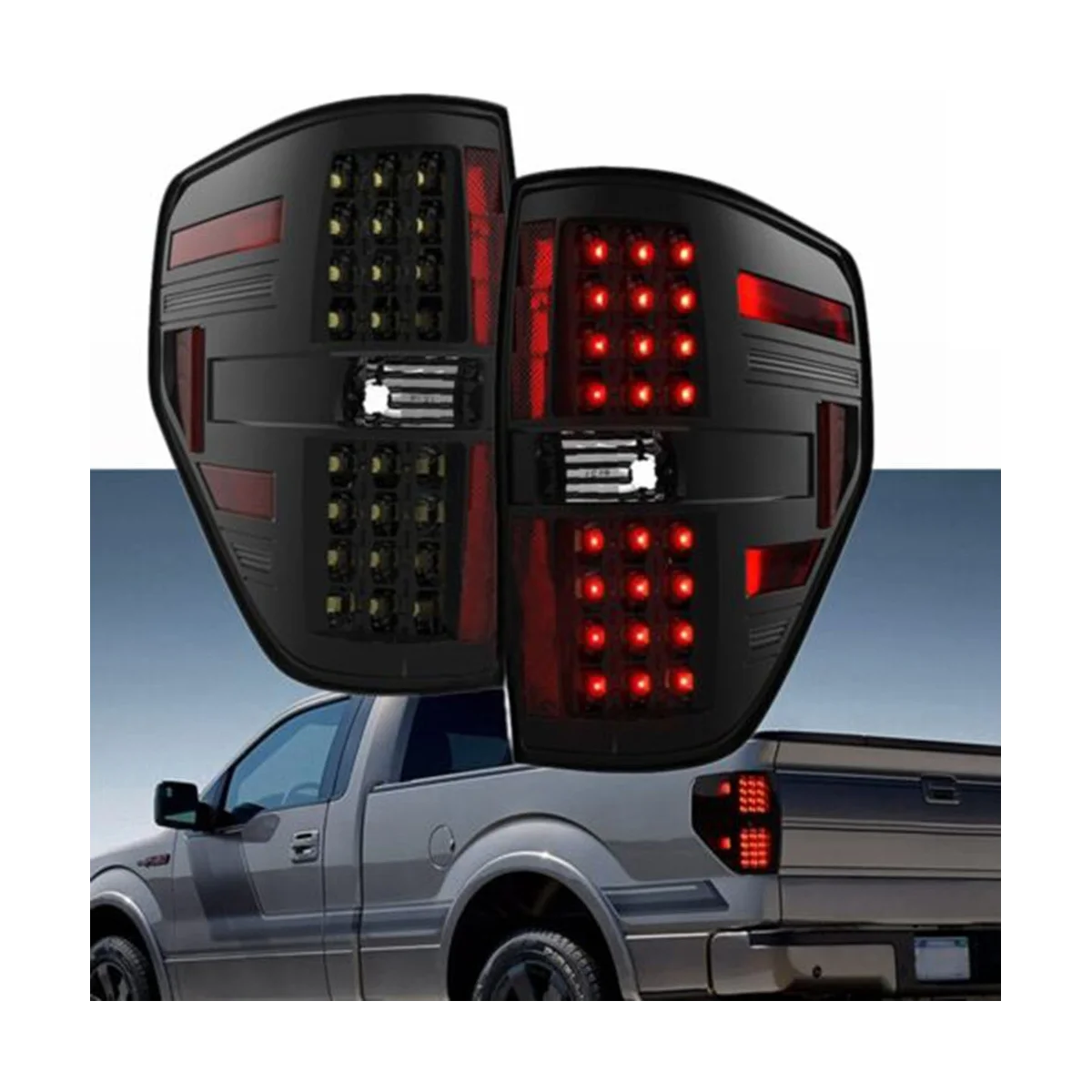 Luces traseras LED izquierda para Ford F150 Pickup, luces de freno traseras, luz indicadora de dirección, 2009-2014, humo