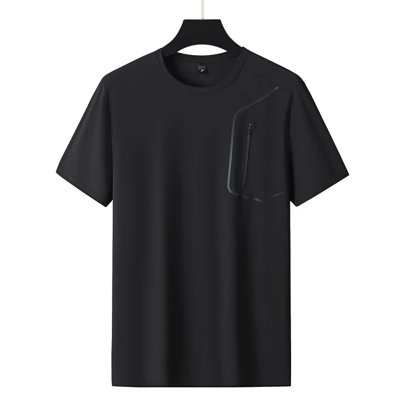 Sneldrogend casual T-shirt met ronde hals voor heren, ademend, elastisch, dun, koel zomertopje met korte mouwen voor actieve slijtage