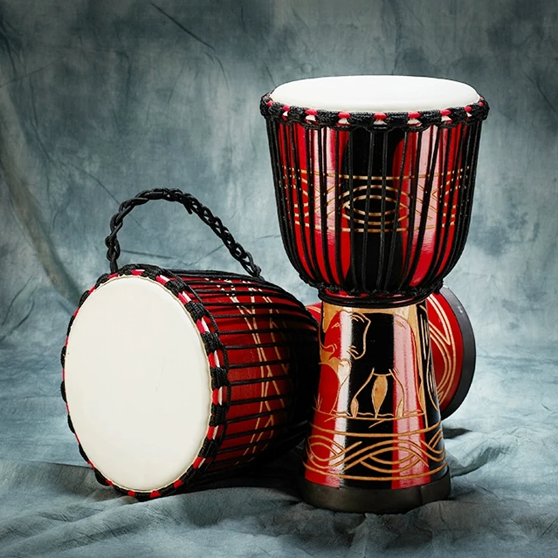 Wooden 8 Inch African Drum Goat Skin 10 Inch Djembe Drums Portable Children Adult Beginner Professional Percussion Instruments