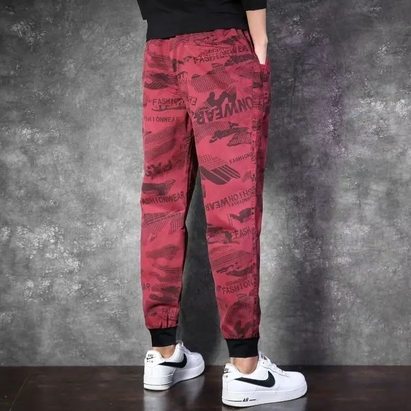 Celana Pria Kasual Longgar Tipis Elastis Trendi Musim Panas Celana Kasual Kamuflase Harlen Celana Kaki Kecil Pria
