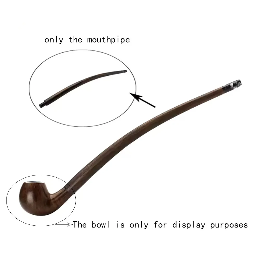 MUXIANG Solid Wood Bent Mouthpiece Long Stem Reading Tobacco Pipe 9mm Activated Carbon Filter For Pipe Collectors