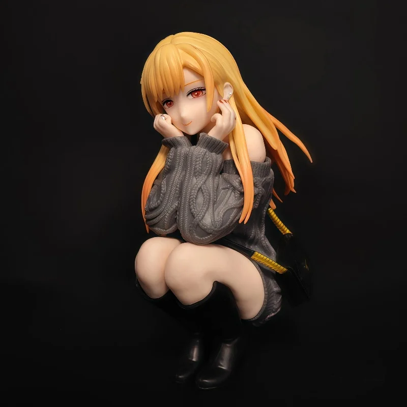 Anime Figure Marin Kitagawa Squatting Pose My Dress Up Darling Collectible Pvc Model Desktop Decoration For Adult Anime Fans