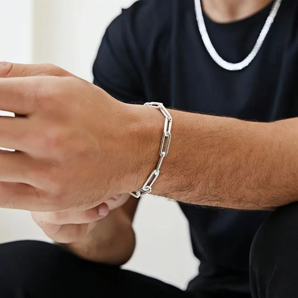 Edelstahl-Armband für Männer, Hip-Hop, geometrisches quadratisches Verschlussarmband, Modeschmuck, Modeaccessoires, Geschenke – Detail 5