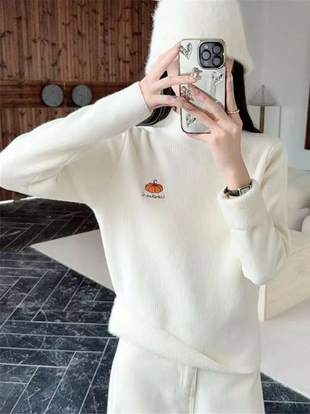 

Женский трикотаж на подкладке Fce, осень-зима 2022, Thiened f, теплая основа с высоким воротником, утягивающий моющийся топ