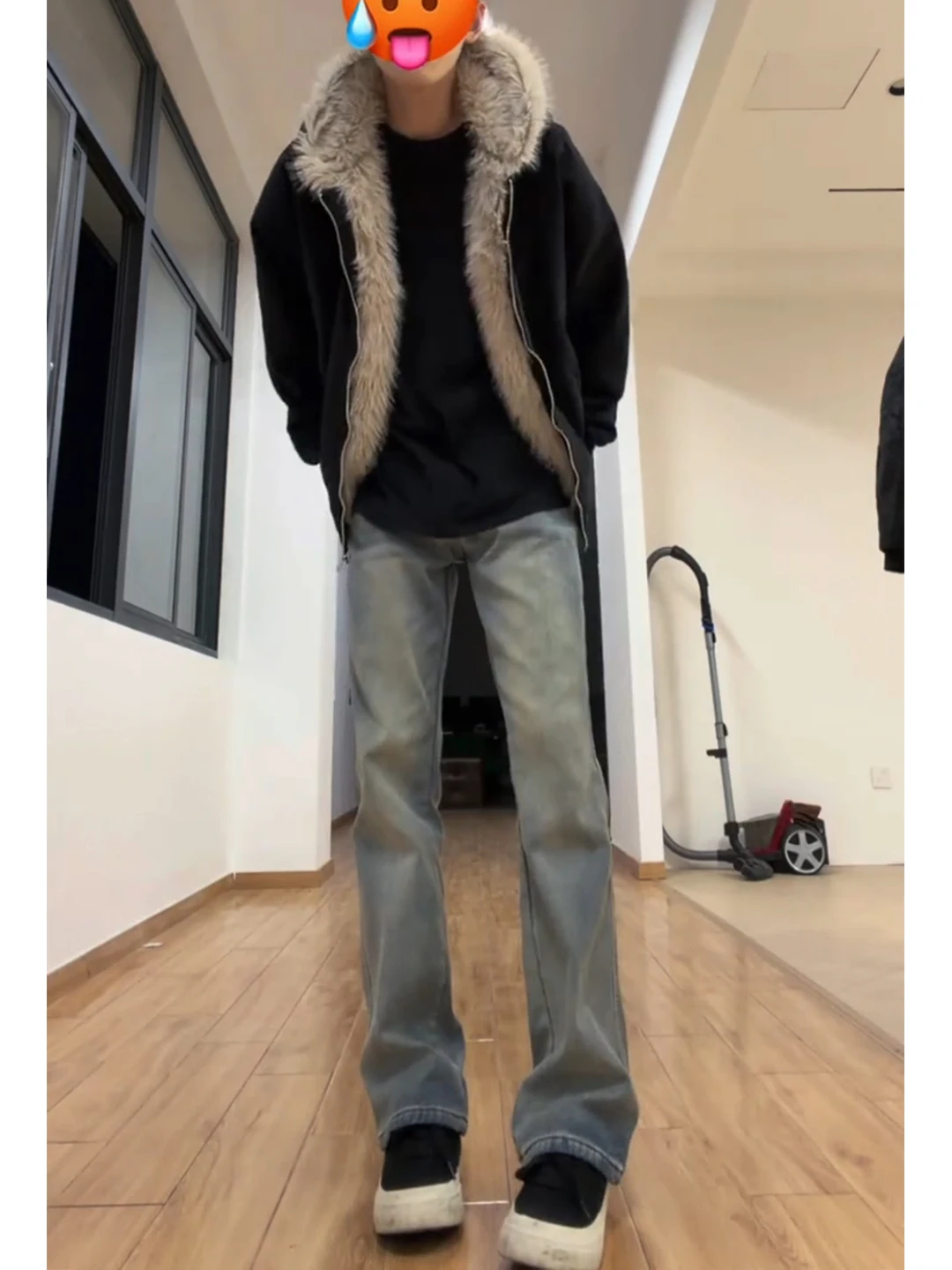 

American Retro Blue Knife Jeans Men's Slim Fit Leg Lengthening Tapered Straight Leg Micro Flared Pants Autumn Winter