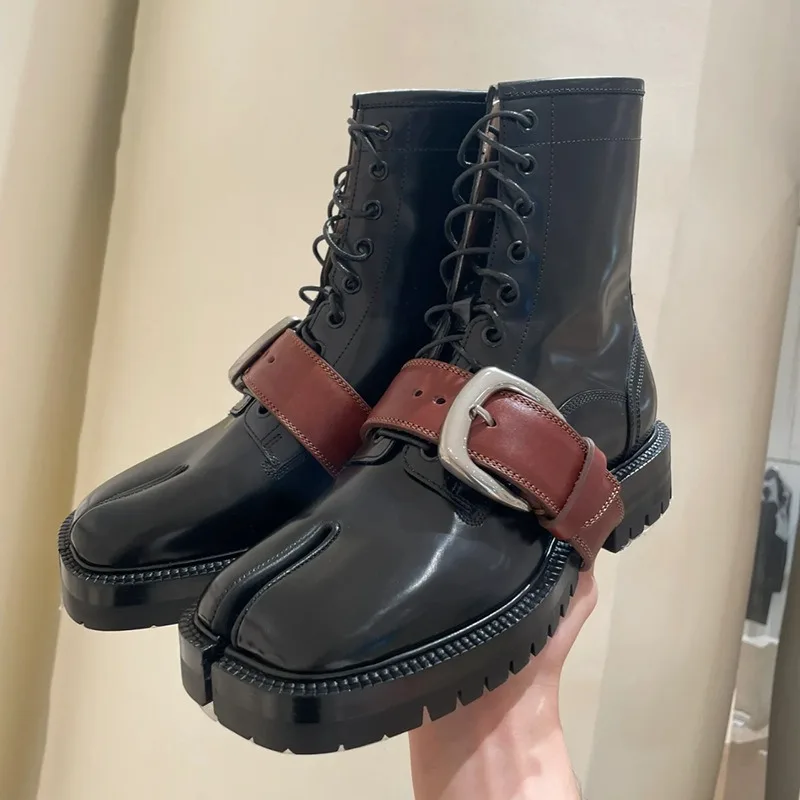 

Новые женские ботильоны 2026 года с дизайнерской пряжкой и разрезом на мыске, короткие ботинки для женщин, высококачественная модная женская обувь, Botas Mujer