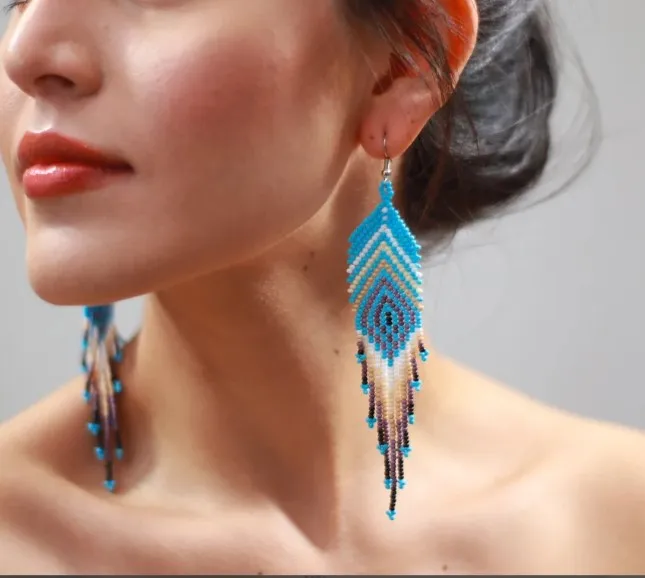 Beaded earrings Tassel Geometry Rainbow Circle Originality Design Bohemia Hand knitting Alloy Tide Simple Rice bead earrings