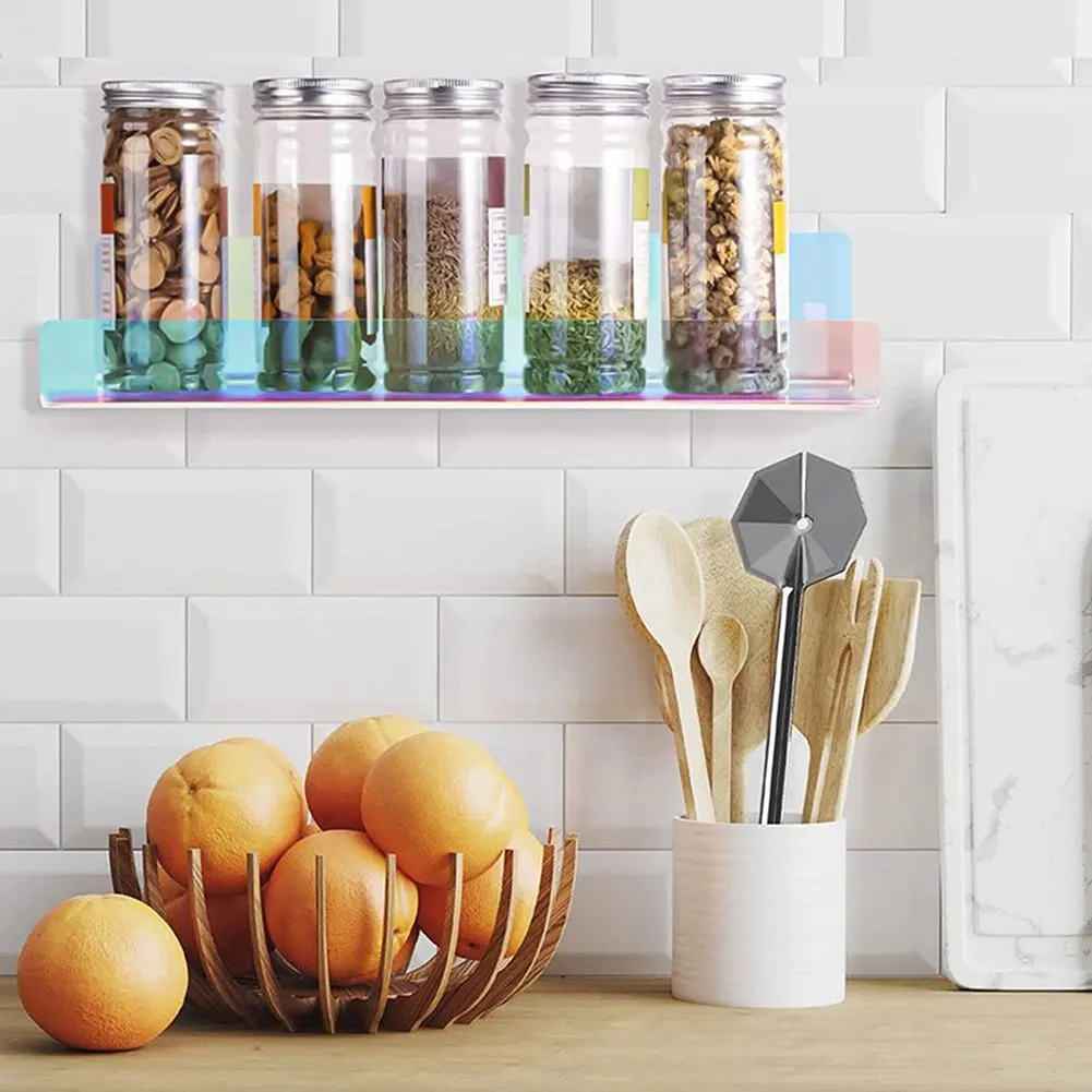 Floating Iridescent Wall Shelf Multifunctional Acrylic Wall Storage Shelf For School Business