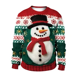 2024 popular European and American autumn and winter pullover women's clothing Santa Claus 3D print sweater, sweater, sweater, s