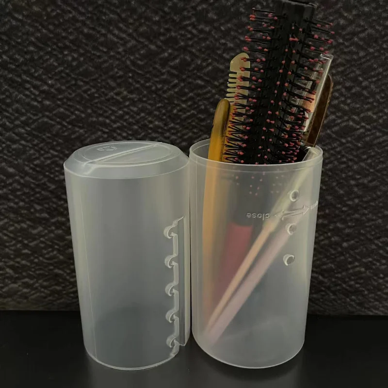 1PC Transparent Adjustable Height PVC Makeup Brush Holder Display Storage Cup Organizer With Lid Dustproof Toiletry Package Box