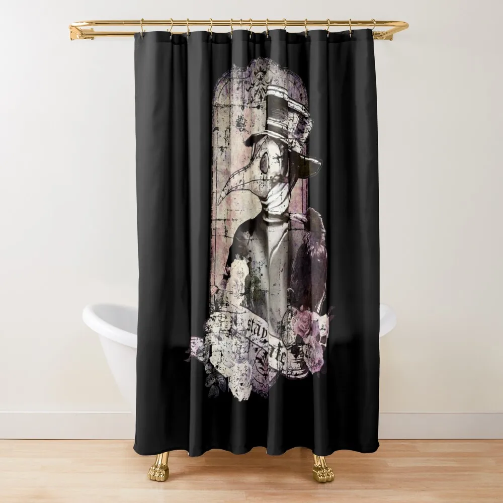 

Plague Doctor Say stay safe, vintage style Shower Curtain For Bathroom Elegant Bathroom Anime Shower Curtain