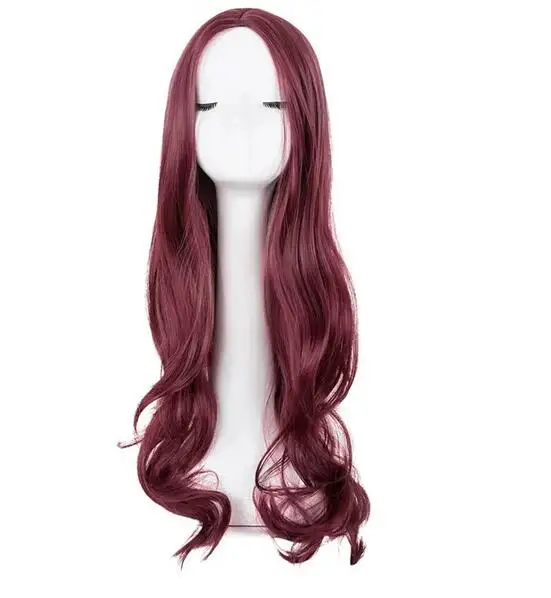 Perucas encaracoladas longas de fibra sintética resistente ao calor para mulheres, cabelo vermelho da parte média, traje cosplay, peruca feminina