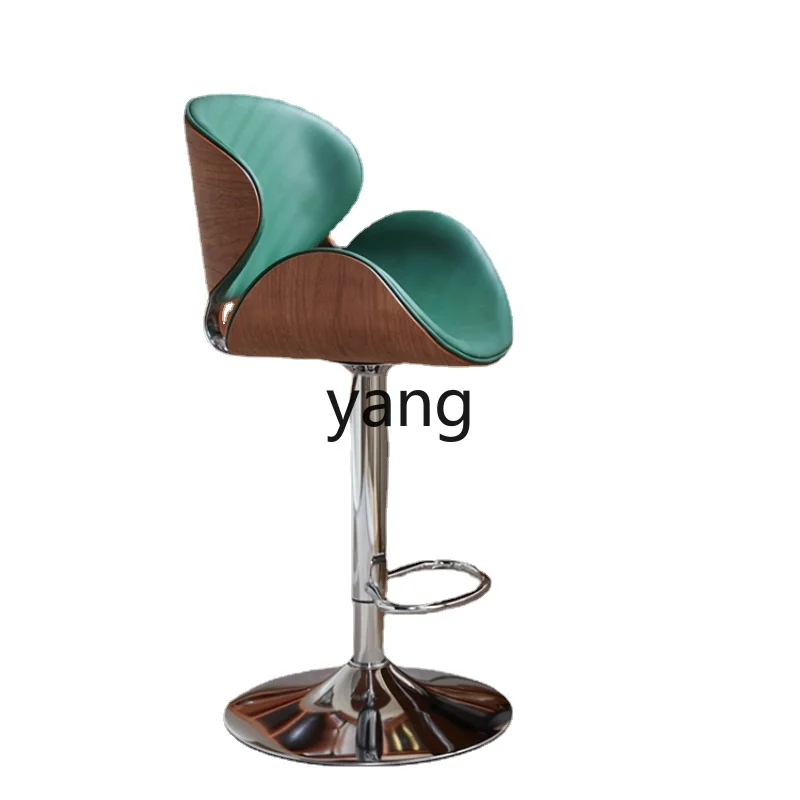 

Yjq Waist Support Comfortable Bar Stool Affordable Luxury Style High Leg Stool Household Solid Wood Backrest Spinning Lift