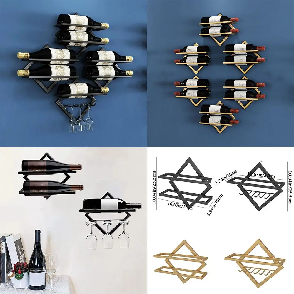 Porte-bouteille de vin mural en fer en métal, décoration de la maison créative, salon gratuit, bar T1