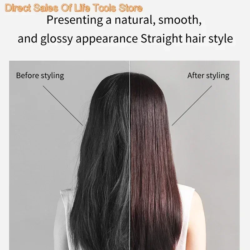 Plancha de pelo profesional 2 en 1 y secador de pelo, plancha de pelo con función de calentamiento, plancha con iones negativos, herramienta de peinado de larga duración, 1,8 m.