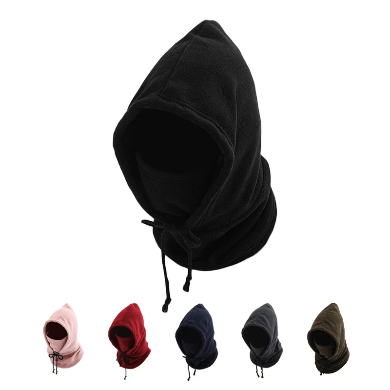 Casual Plush Beanies Cap Neck Warmer Windproof Hat Scarf Set Thickened Keep Warm Hooded Face Mask Outdoor