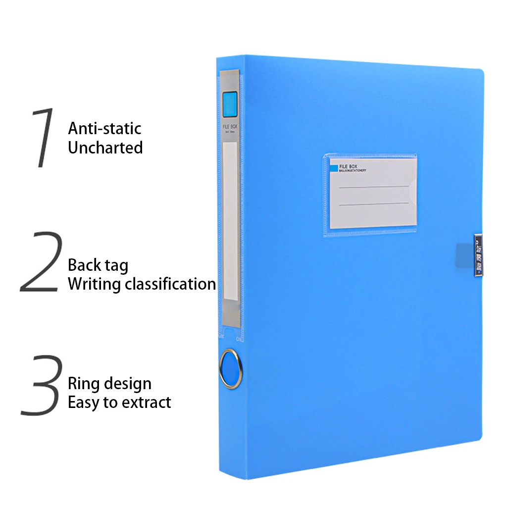 A4 File Box with Label Pocket Document Case Bill Office Organizer
