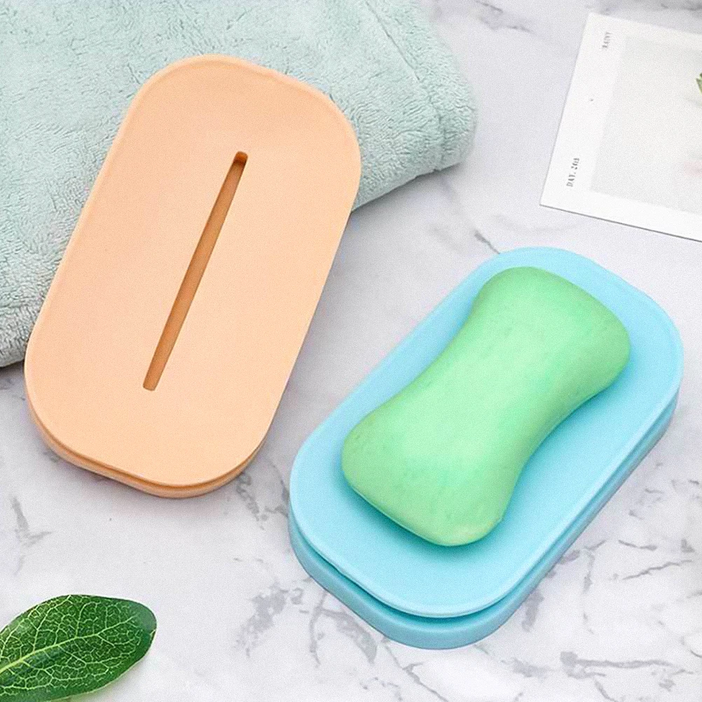 

4pcs Soap Dish Holder PP Material Self Draining Double Layer Design Save Soap Bar Kitchen Travel Lightweight Compact
