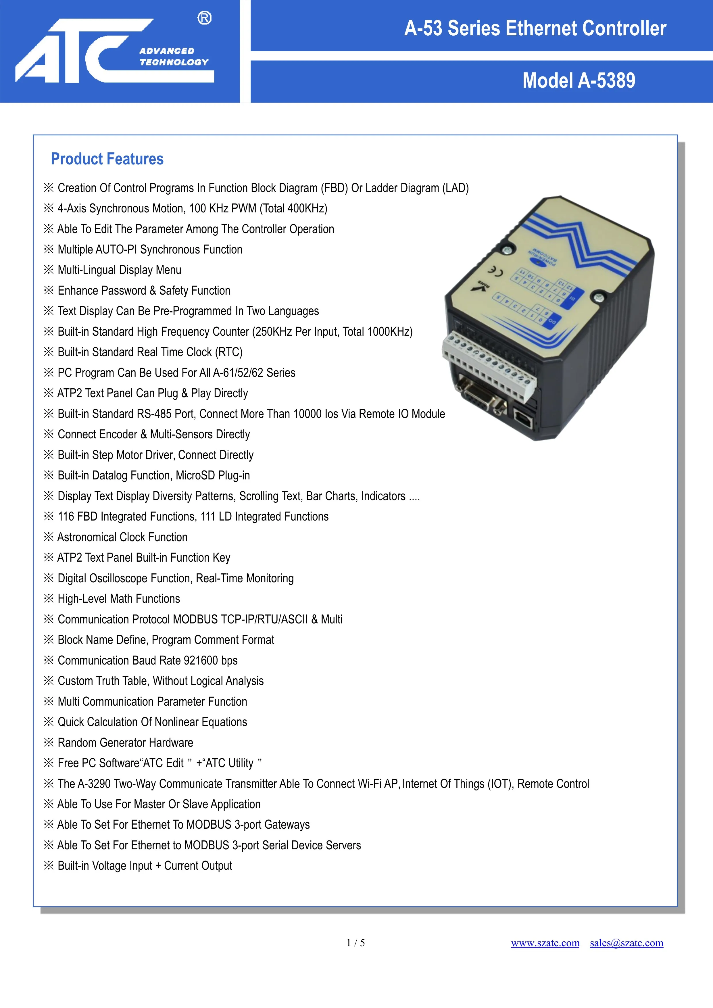 

Промышленный контроллер ПЛК Ethernet MODBUS 14DI 8DO 4AI 2AO Модуль ввода-вывода (A-5389)