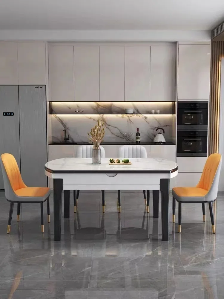 

'rock plate dining table and chair set telescopic folding modern simple household variable round table dining