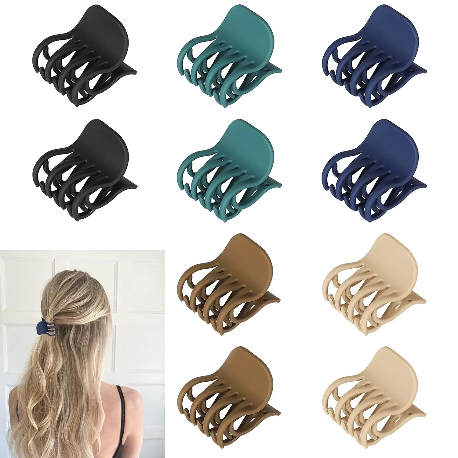 

1 Pack Medium Hair Clips for Thin Fine Hair, Non Slip Claw Matte Hair Clips for Women Girls Double Row Teeth Jaw Clips