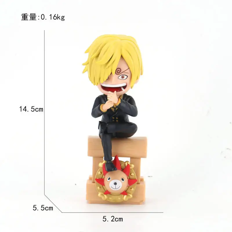 Uma peça mil ensolarado luffy zoro sanji postura sentada versão q dos desenhos animados anime brinquedos modelo boneca de mesa ornamento presentes bonitos
