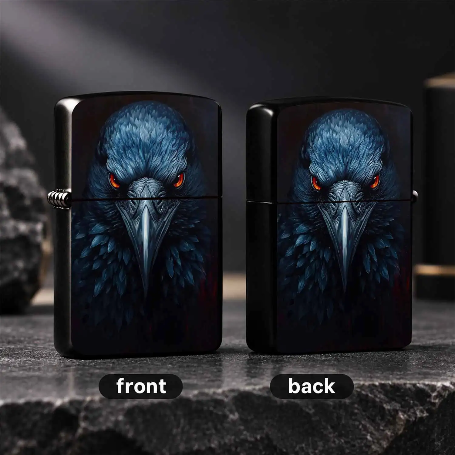 Creative Dark Mysterious Raven Pattern Lighter, Cool Atmospheric Portable Daily Use Item, Perfect for Camping Hiking Home Use Gifting, Multi-scenario Practical Artistic Themed Functional Accessor A Humorous And Interesting Lighter