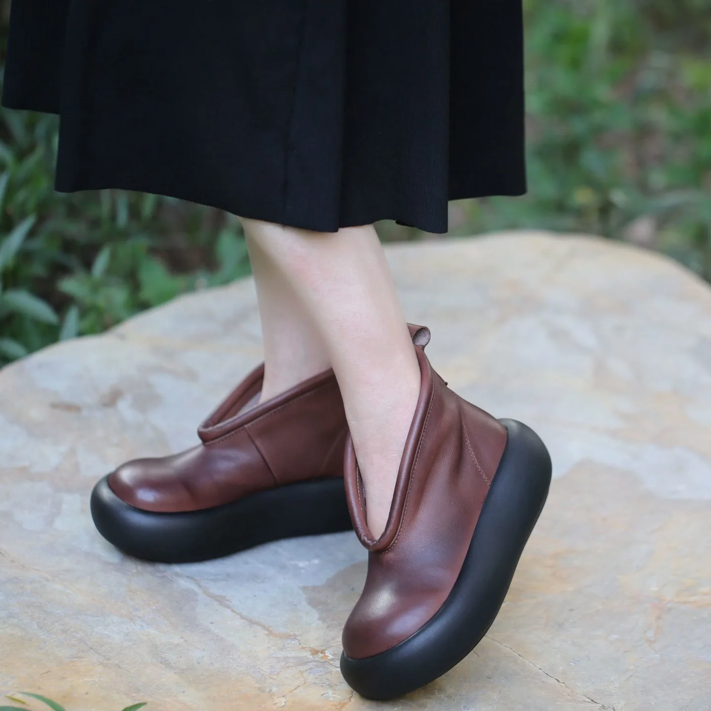 

Careaymade-100% натуральная кожа с широким носком, повседневная женская обувь, ботильоны из воловьей кожи в стиле ретро, одинарные крутые ботинки ручной работы