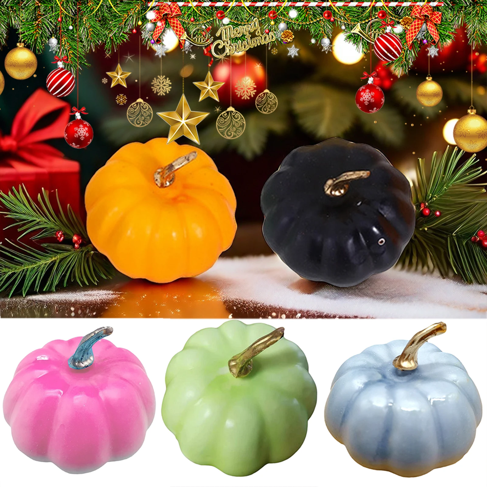 Mini Artificial Pumpkins Decor Indoor Outdoor Autumnal Faux Pumpkins For Desktop Decor