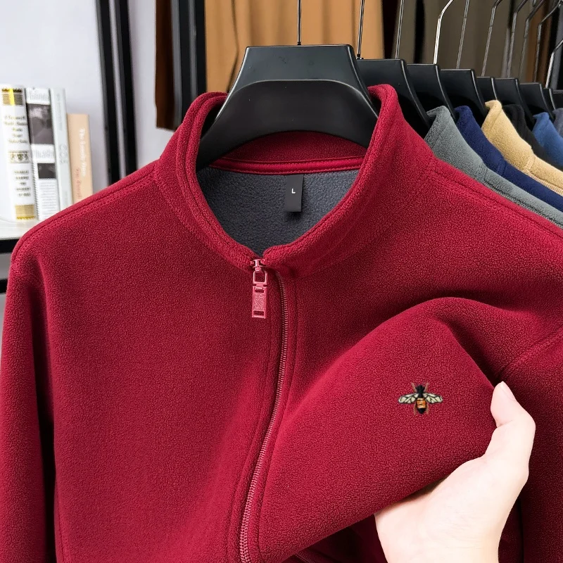 Fashion designer brand new Little Bee embroidered thick sweater for winter daily comfortable commuting men's zipper jacket top