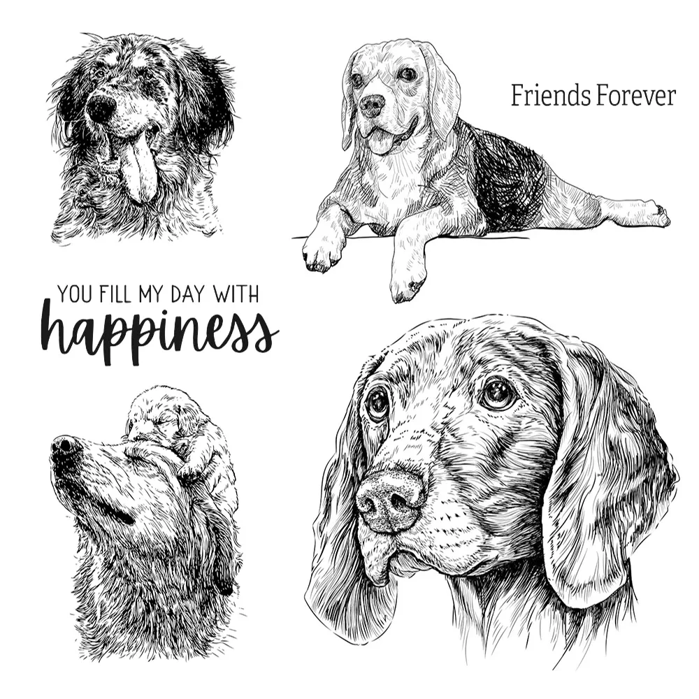 

Transparent Rubber Stamps Happiness Dogs Clear Stamps Seal for DIY Scrapbooking Card Making Photo Album Crafts Decoration Stamps
