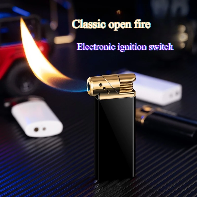

Square Corner Windproof Inflatable Pipe Special Lighters & Smoking Blue Flame Cigar Multifunctional Cigarette Lighter Open Fire