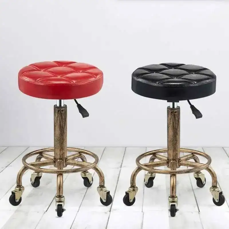 

Nordic Retro Barber Chairs Hair Salon Beauty Salon Chair with Wheels Modern Salon Furniture Creative Bar Stool Home Makeup Chair