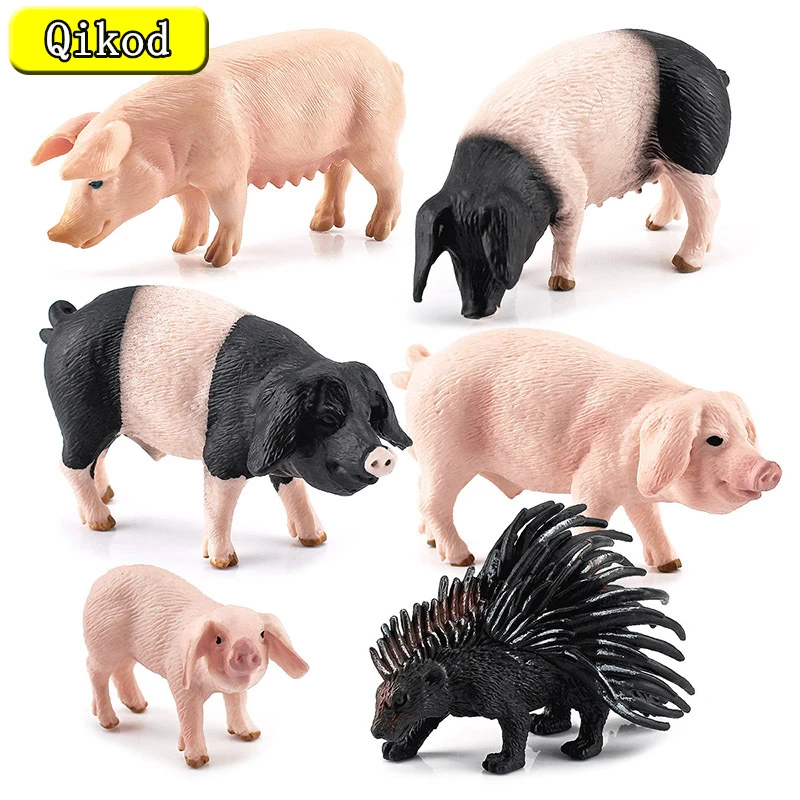 Poultry Simulation Farm Domestic Sow Lop-Eared Pig Porcupine Solid Static Ornament Miniature Scene Ornament Educational Kids Toy