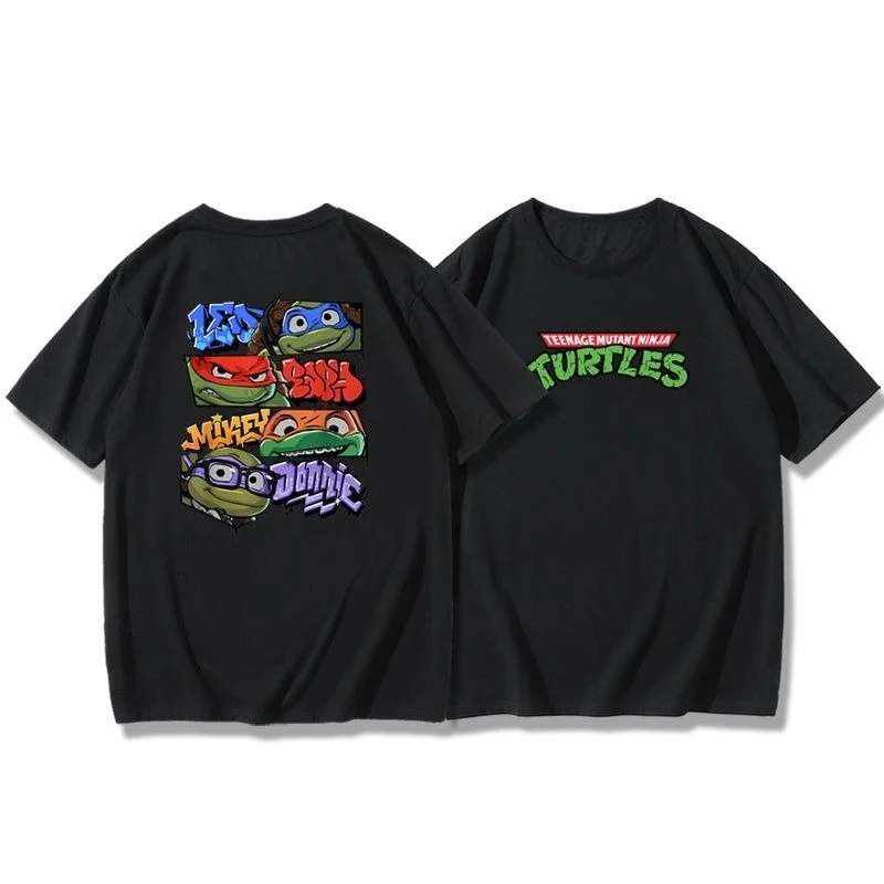 2026 Summer Fashion Hot Selling New Cartoon Anime Ninja Turtle Pure Cotton Round Neck T-shirt for Men Summer Loose Half Sleeved