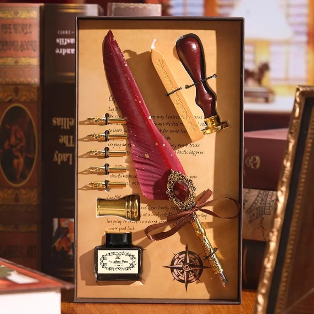 

2016, европейская и американская волшебная ручка с перьями и драгоценными камнями, европейская ретро-лаковая ручка с печатью, подарочная коробка, подарок на день рождения