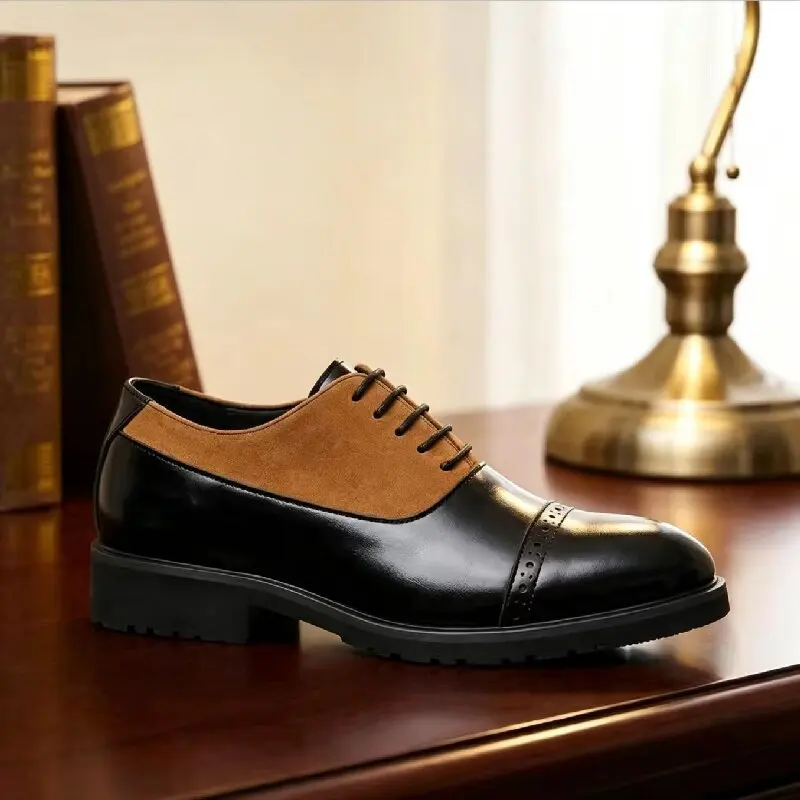 

Popular Men Formal Shoes with Black Stitching British Fashion Brand Blok Shoes Gentlemen's Banquet Shoes Sizes 38-46 Men Shoes