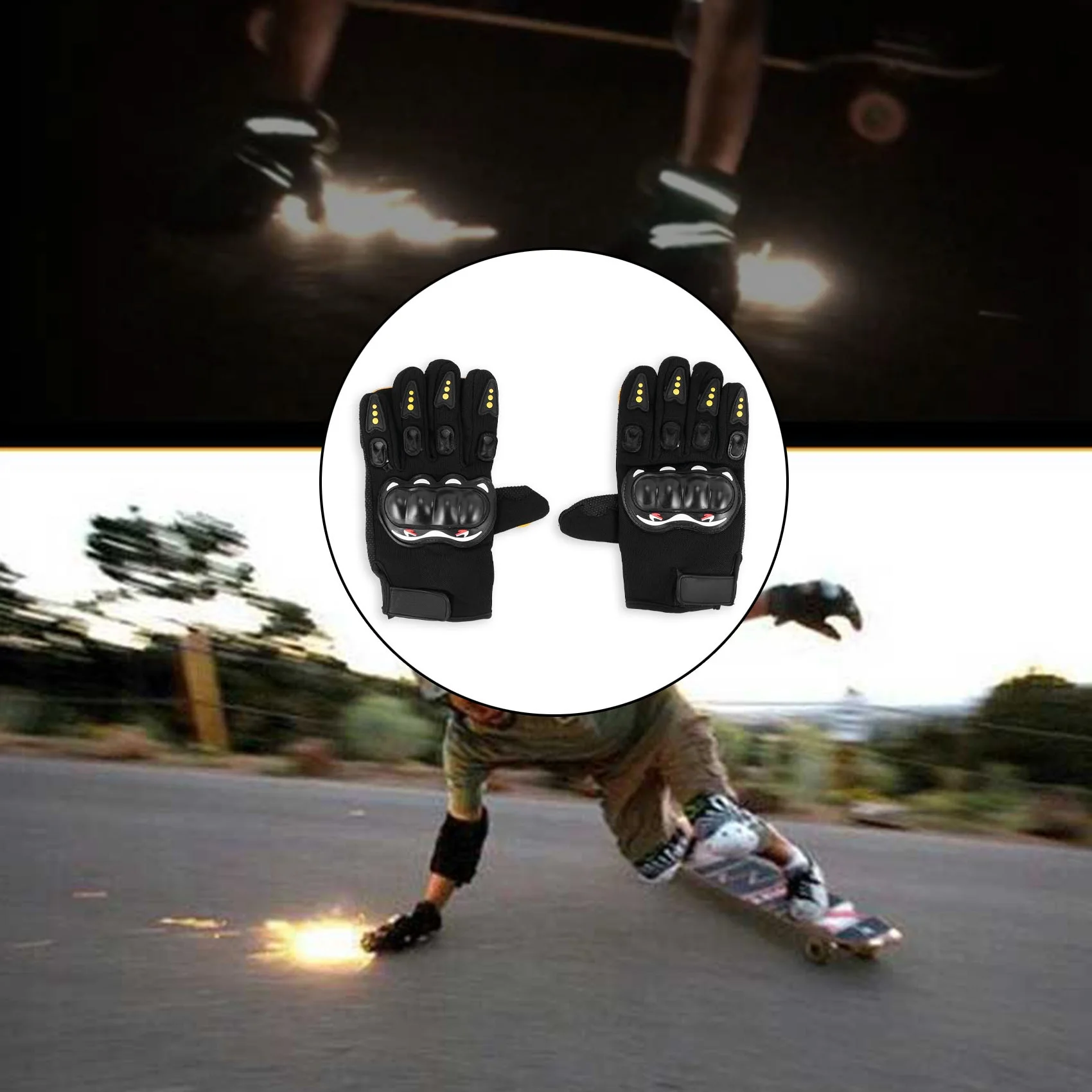 

YHOLI-Skateboard Gloves Downhill Slide Gloves Fire Stone Flint Sparks Longboard Gloves Protective Gear/Pad Downhill Slide Gloves
