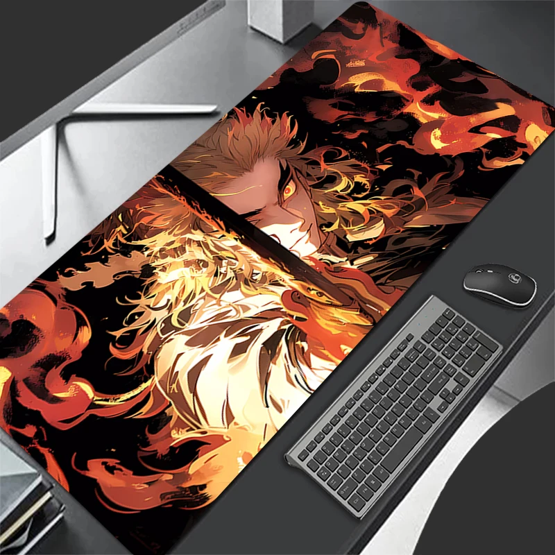 Mouse Pad Laptops Keyboard Mat Deskmat computer Accessories Desk Protector PC carpet Demon Slayer Rengoku Kyoujurou Mousepad XXL