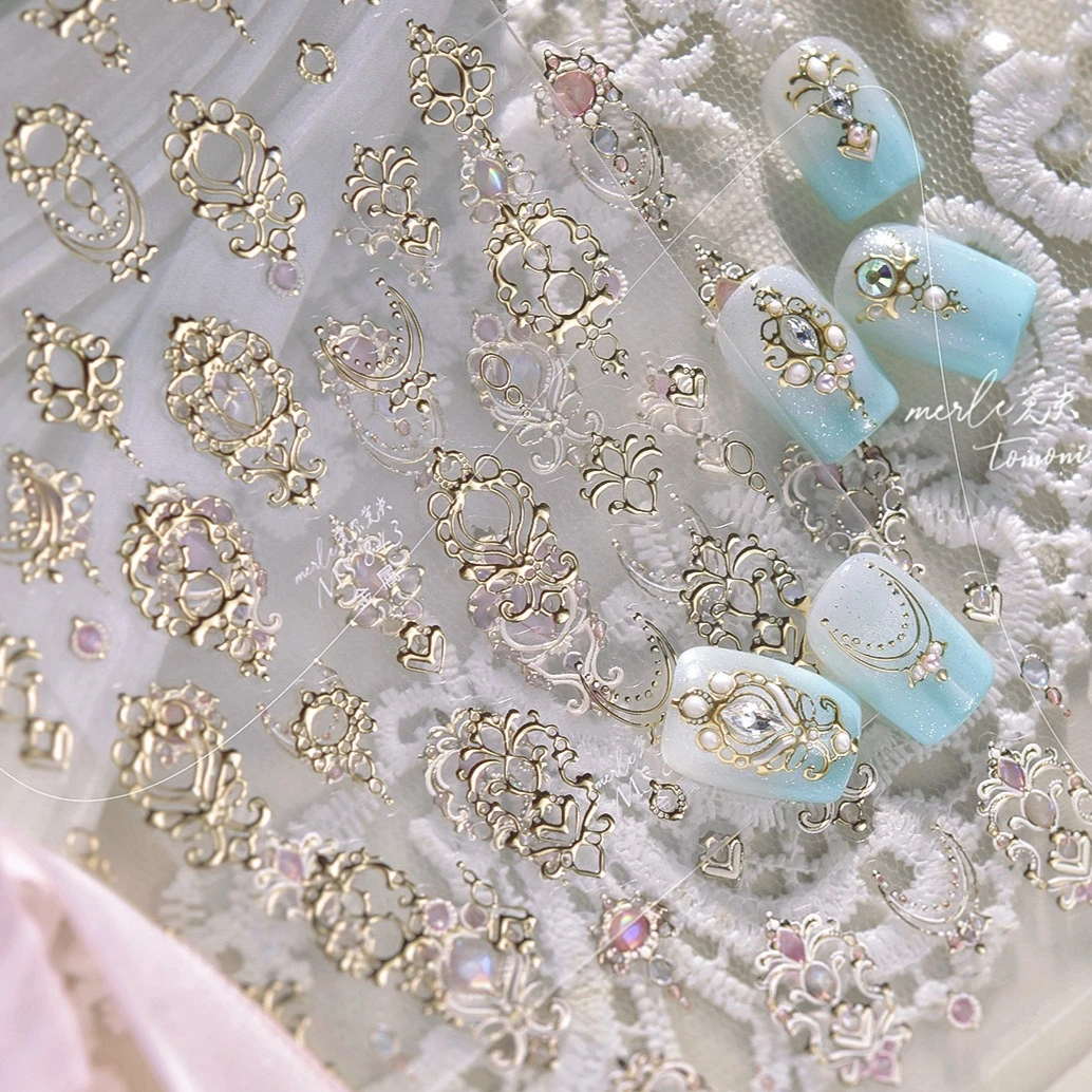 Metall Böhmen Ethno-Stil Muster Linie Edelstein Stern Liebe Herz Schmetterling Fotorahmen Uhr Planet Mond Nail Art Aufkleber Aufkleber