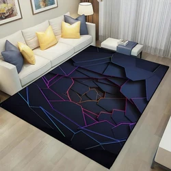 3D Geometric Carpet Neon Lights Rugs Hexagons Carpets for Home Play Gaming Room Decor Living Room Bedroom Teens E-Sport Rug Mat