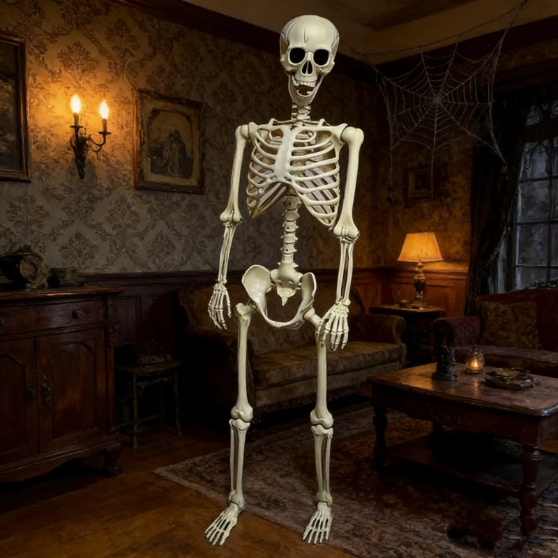 90Cm movable skull frame,Halloween haunted house secret room horror decoration, human skeleton scene arrangement photo ornament