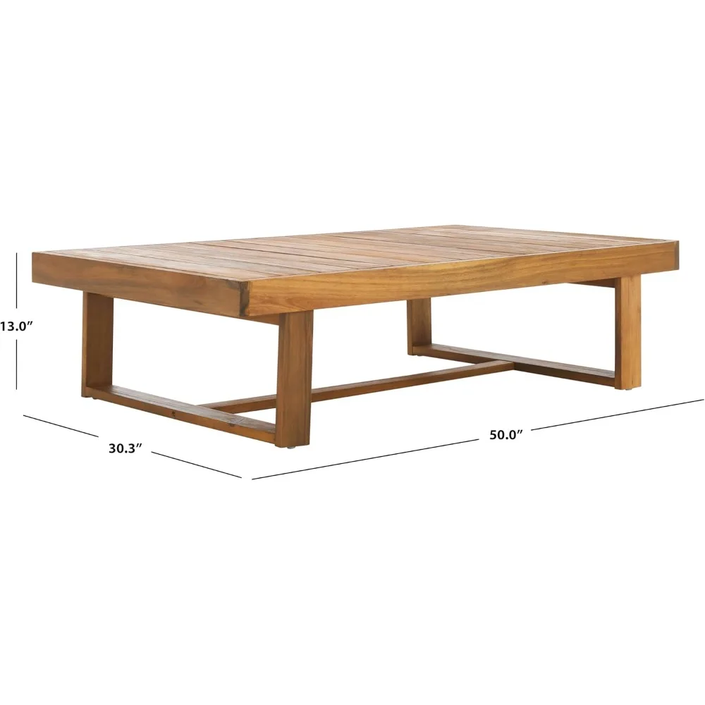 Outdoor Collection Duncan Natural Brown Slatted Top Solid Wood Coffee Table