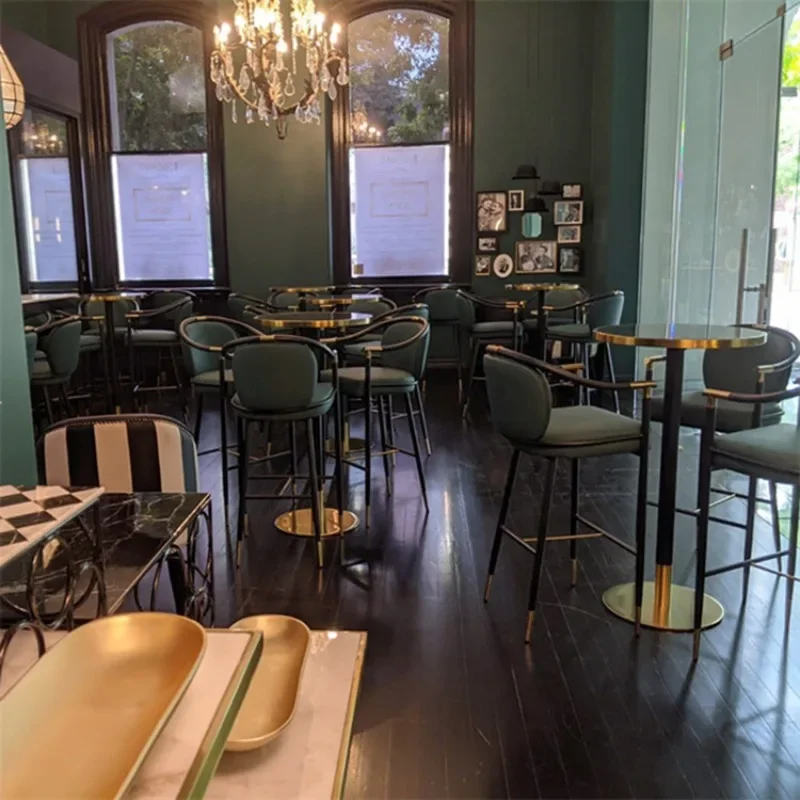 Table and chair combination, light luxury stainless steel bar cafe restaurant table and chair  Minimum order of 5