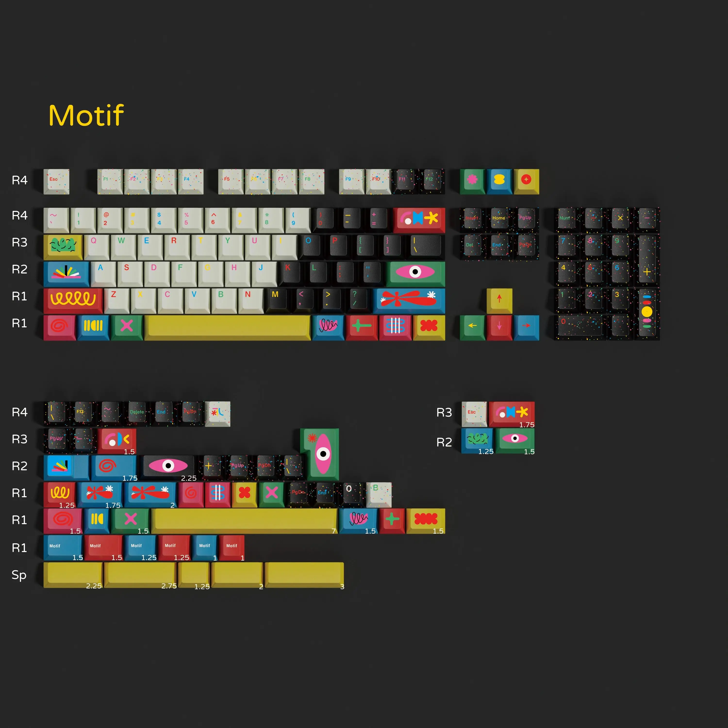 PBT GMK Motif Keycaps Cherry Profile Colored Keycap Dye Sublimation Key Cap For Cherry MX Switch Keyboard Split Spacebar
