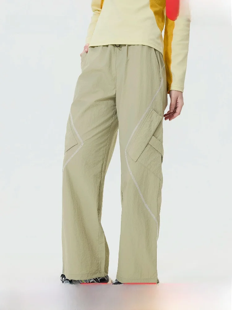 comfortable-loose-women's-summer-woven-pants-elastic-cuff-fashionable-wide-leg-single-piece-pants-midi-length-polyester-fiber