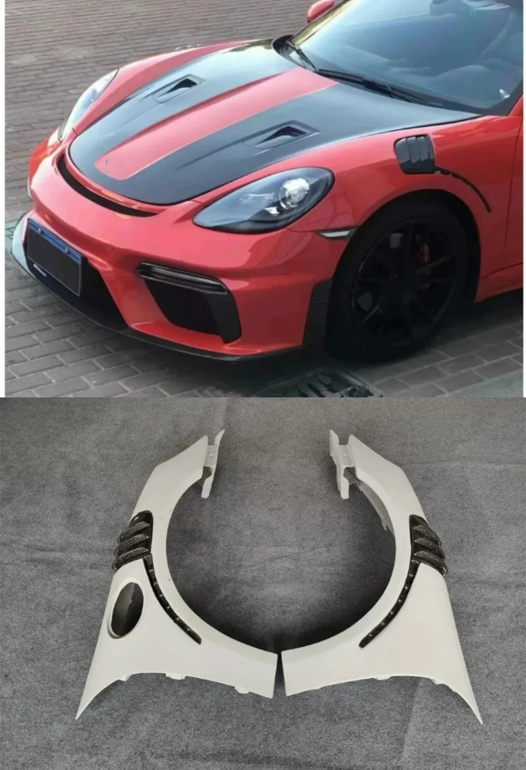 

Top-Tier FORPorsche 718 Cayman Boxster 2016 3K-Woven Body Kit Carbon Fiber Front Fender, Ventilated Fender Louver, Front Wing