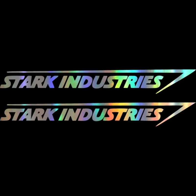 PVC 2 Pieces Car Stickers Decor Motorcycle Decals Fashion Laser Car Sticker Stark Industries Decorative Accessories ,20cm*5cm